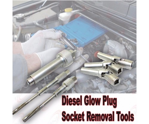 6Pc Diesel Glow Plug Socket Removal Tool Set 8 9 10mm socket& M10 M12 Reaming